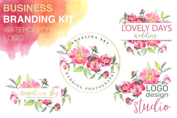 Peonies Watercolor Logo & Illustrations Review