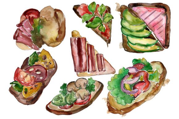 Sandwich Watercolor Illustrations Review