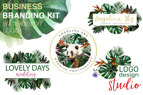 Tropical Watercolor Logo Illustrations