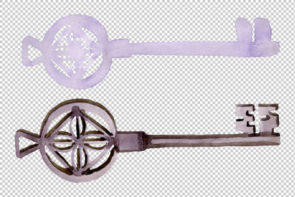 Vintage Key Magic Watercolor Png Illustrations